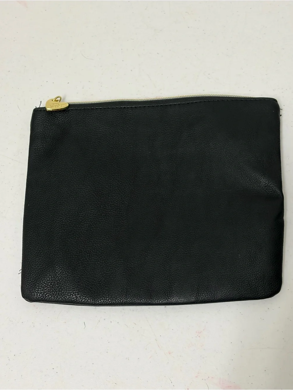 NWOT Betsey Johnson Black Leather Zip Clutch/make up case